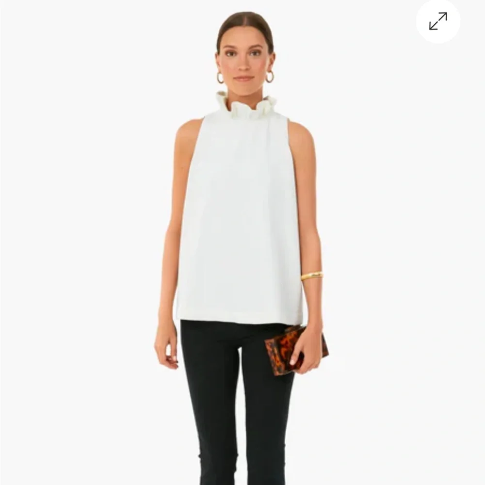 Tuckernuck Ivory Ruffle Neck Blouse - Picture 4 of 16